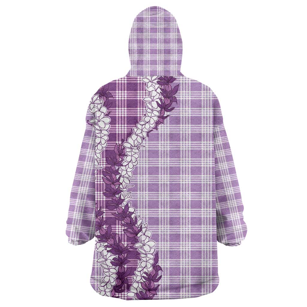 Violet Hawaii Palaka Wearable Blanket Hoodie Hawaiian Honohono Lei LT05 - Polynesian Pride