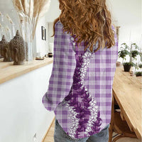 Violet Hawaii Palaka Women Casual Shirt - Hawaiian Honohono Lei LT05 - Polynesian Pride