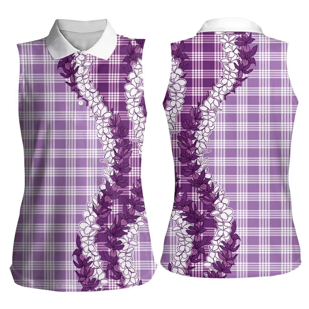 Violet Hawaii Palaka Women Sleeveless Polo Shirt Hawaiian Honohono Lei LT05 - Polynesian Pride