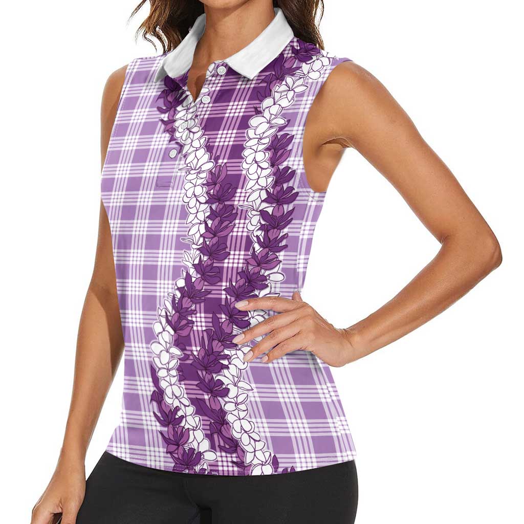 Violet Hawaii Palaka Women Sleeveless Polo Shirt Hawaiian Honohono Lei LT05 - Polynesian Pride