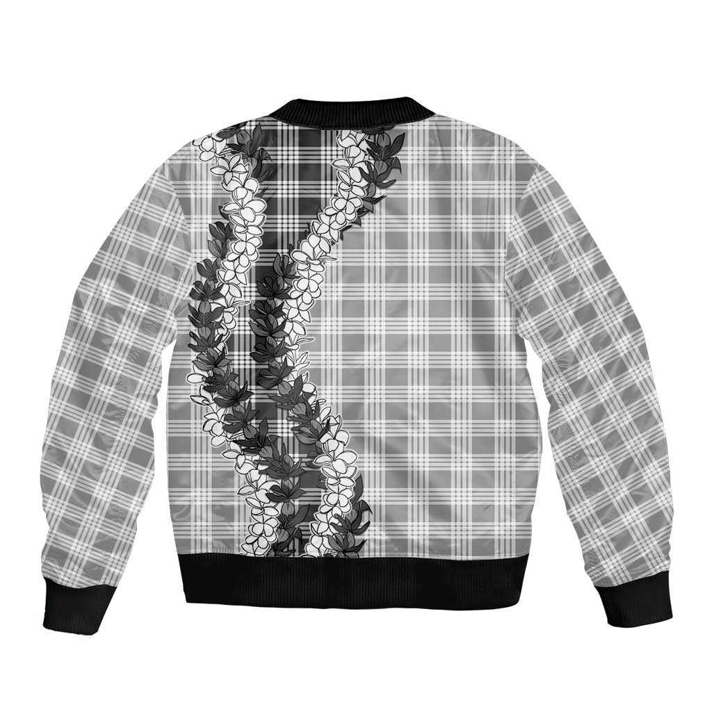 Gray Hawaii Palaka Bomber Jacket Hawaiian Honohono Lei LT05 - Polynesian Pride