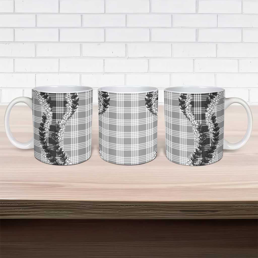 Gray Hawaii Palaka Ceramic Mug Hawaiian Honohono Lei