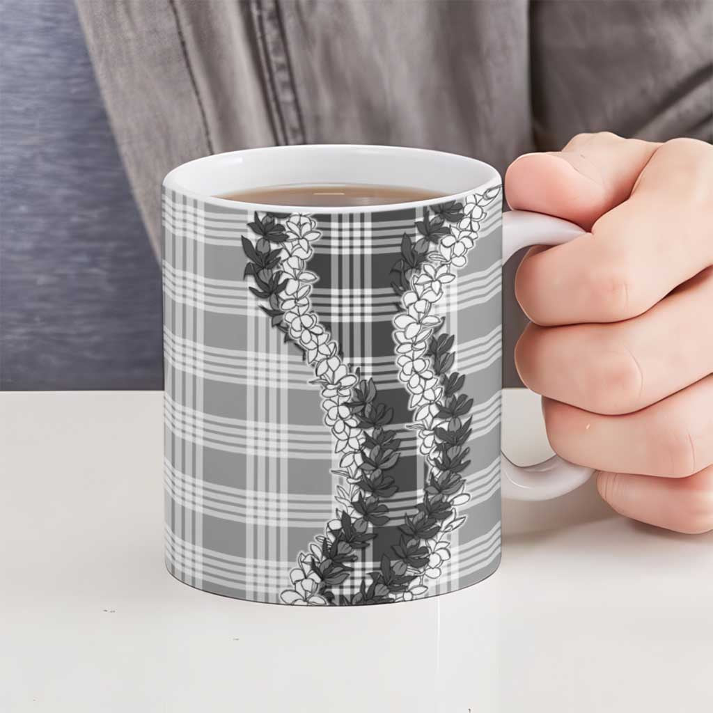 Gray Hawaii Palaka Ceramic Mug Hawaiian Honohono Lei
