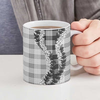 Gray Hawaii Palaka Ceramic Mug Hawaiian Honohono Lei