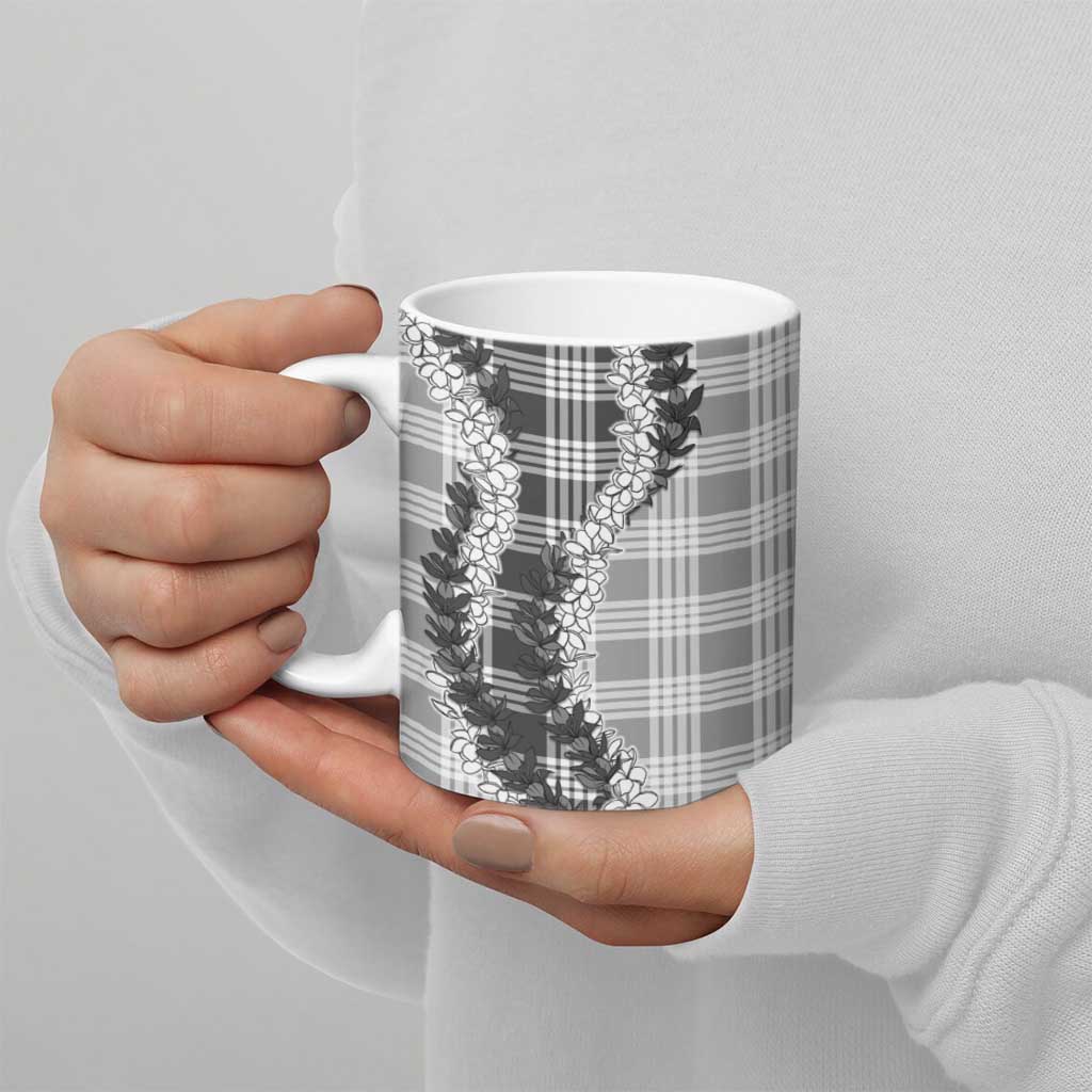 Gray Hawaii Palaka Ceramic Mug Hawaiian Honohono Lei