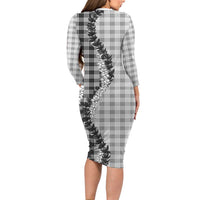 Gray Hawaii Palaka Family Matching Long Sleeve Bodycon Dress and Hawaiian Shirt Hawaiian Honohono Lei LT05 - Polynesian Pride