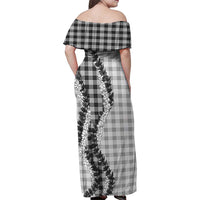 Gray Hawaii Palaka Family Matching Off Shoulder Maxi Dress and Hawaiian Shirt Hawaiian Honohono Lei LT05 - Polynesian Pride