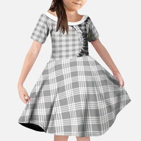 Gray Hawaii Palaka Family Matching Off Shoulder Short Dress and Hawaiian Shirt Hawaiian Honohono Lei LT05 Daughter's Dress Gray - Polynesian Pride