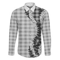 Gray Hawaii Palaka Family Matching Puletasi and Hawaiian Shirt Hawaiian Honohono Lei LT05 Dad's Shirt - Long Sleeve Gray - Polynesian Pride