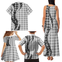 Gray Hawaii Palaka Family Matching Tank Maxi Dress and Hawaiian Shirt Hawaiian Honohono Lei LT05 - Polynesian Pride