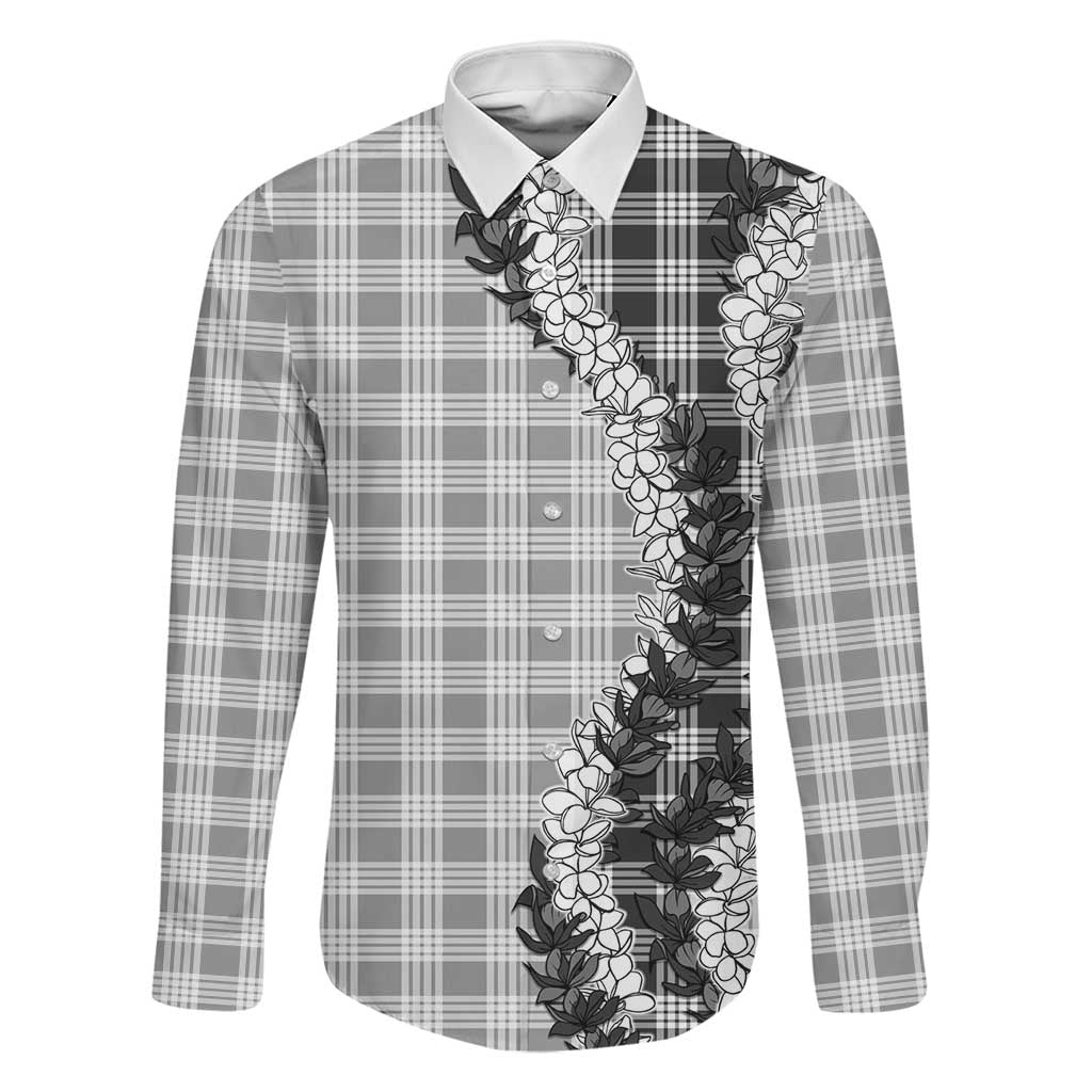 Gray Hawaii Palaka Family Matching Tank Maxi Dress and Hawaiian Shirt Hawaiian Honohono Lei LT05 Dad's Shirt - Long Sleeve Gray - Polynesian Pride