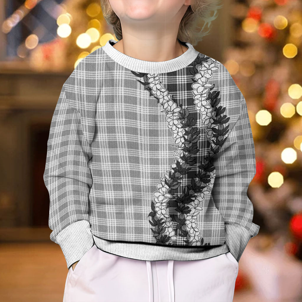 Gray Hawaii Palaka Kid Ugly Christmas Sweater Hawaiian Honohono Lei LT05 - Polynesian Pride