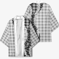 Gray Hawaii Palaka Kimono Hawaiian Honohono Lei