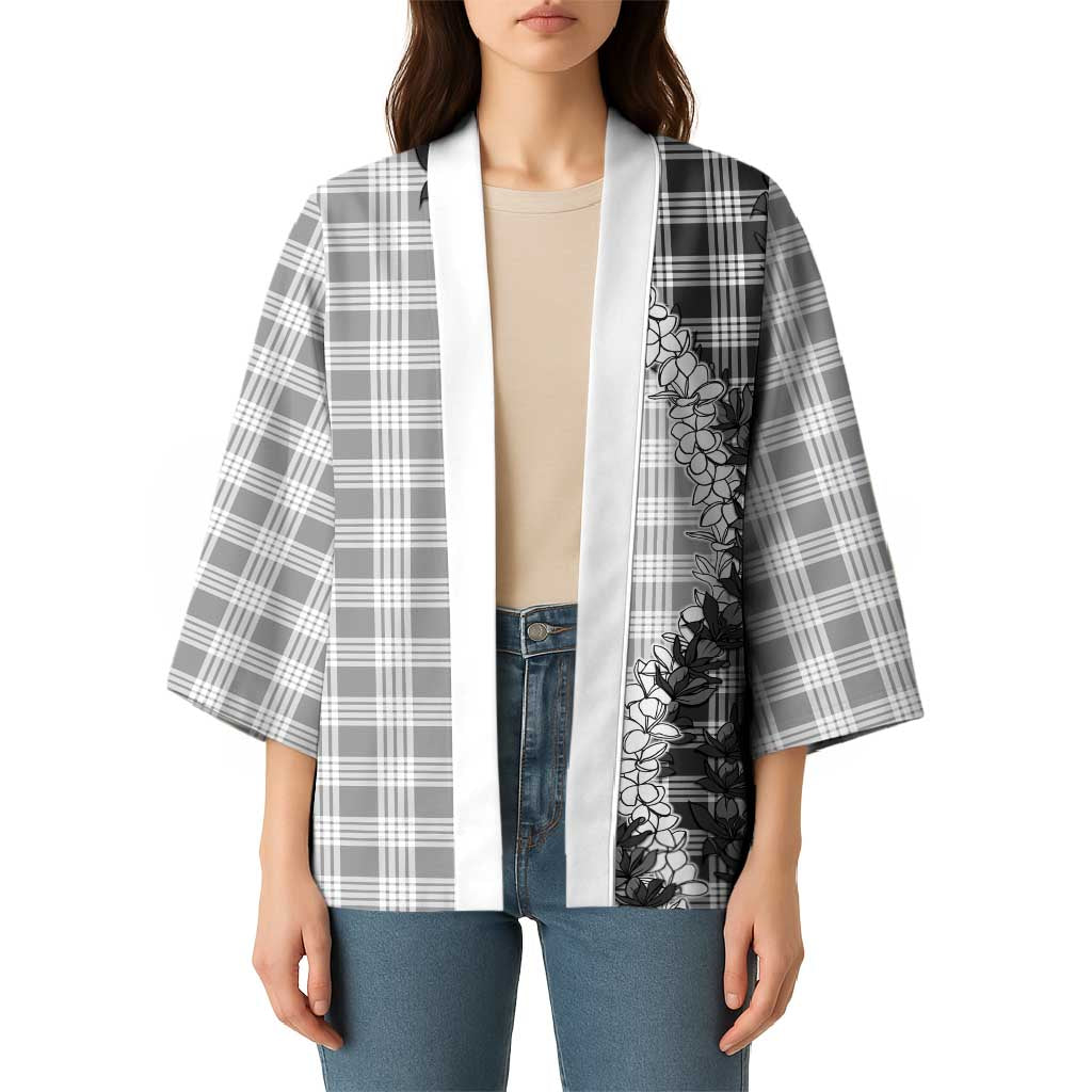 Gray Hawaii Palaka Kimono Hawaiian Honohono Lei