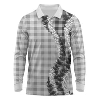 Gray Hawaii Palaka Long Sleeve Polo Shirt Hawaiian Honohono Lei