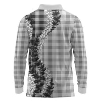 Gray Hawaii Palaka Long Sleeve Polo Shirt Hawaiian Honohono Lei