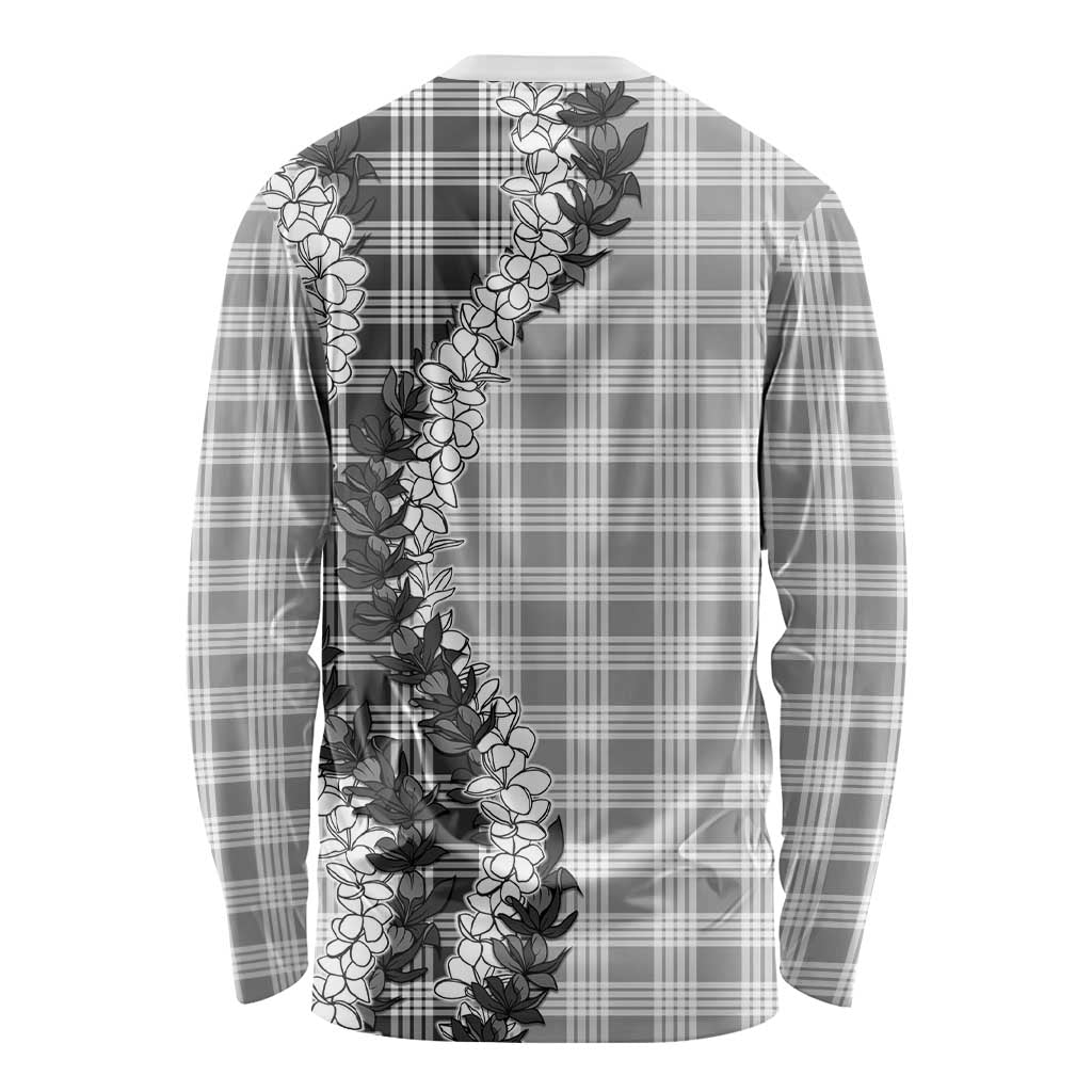Gray Hawaii Palaka Long Sleeve Shirt Hawaiian Honohono Lei