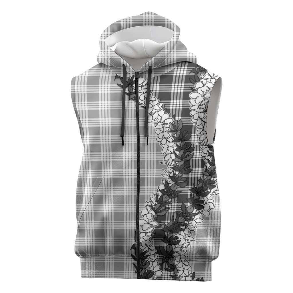 Gray Hawaii Palaka Sleeveless Zip Hoodie Hawaiian Honohono Lei LT05 Gray - Polynesian Pride