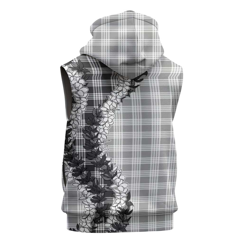 Gray Hawaii Palaka Sleeveless Zip Hoodie Hawaiian Honohono Lei LT05 - Polynesian Pride