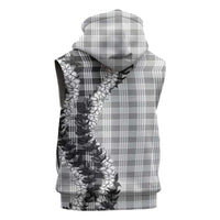 Gray Hawaii Palaka Sleeveless Zip Hoodie Hawaiian Honohono Lei LT05 - Polynesian Pride