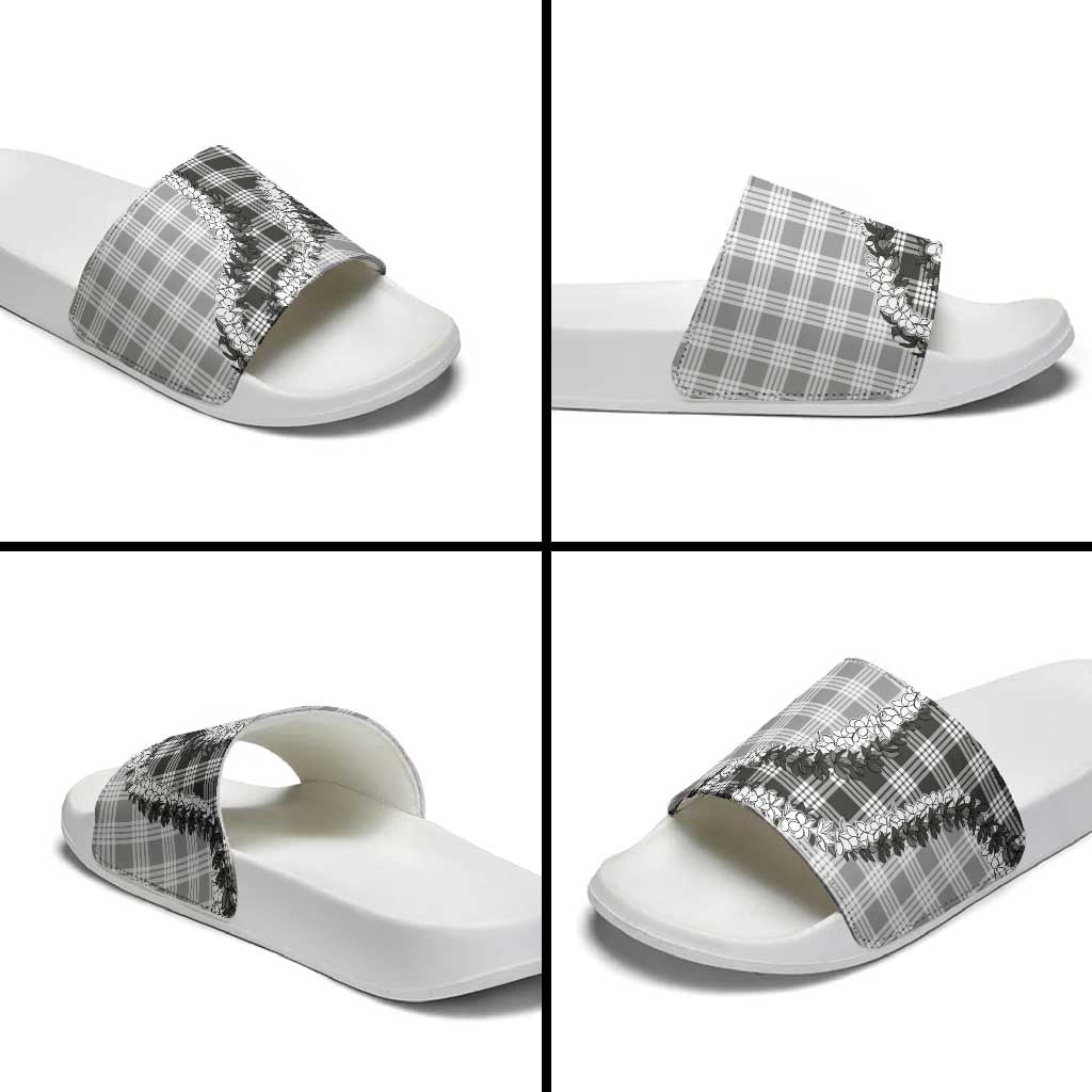 Gray Hawaii Palaka Slide Sandals Hawaiian Honohono Lei LT05 - Polynesian Pride