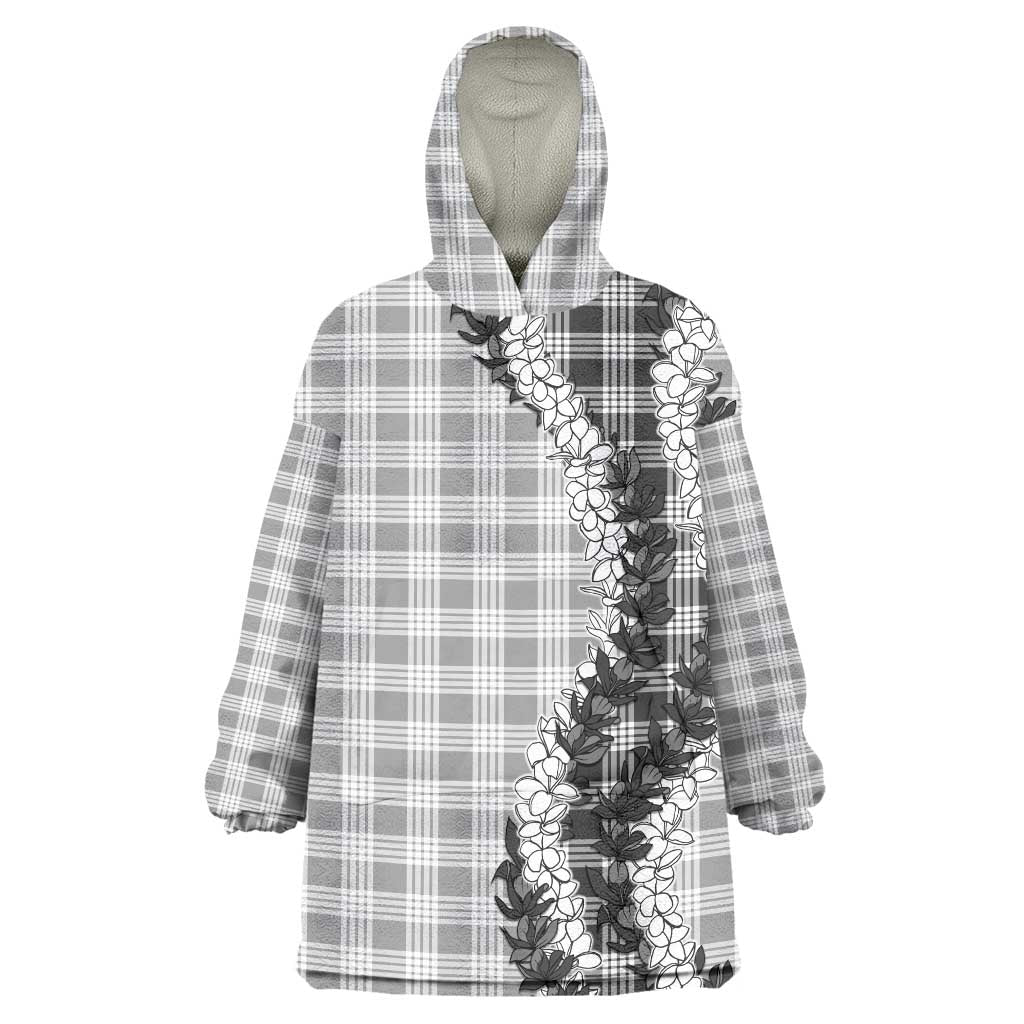Gray Hawaii Palaka Wearable Blanket Hoodie Hawaiian Honohono Lei LT05 One Size Gray - Polynesian Pride