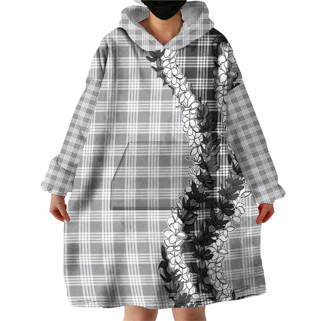 Gray Hawaii Palaka Wearable Blanket Hoodie Hawaiian Honohono Lei LT05 - Polynesian Pride