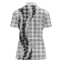 Gray Hawaii Palaka Women Polo Shirt Hawaiian Honohono Lei