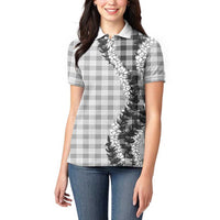 Gray Hawaii Palaka Women Polo Shirt Hawaiian Honohono Lei