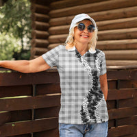 Gray Hawaii Palaka Women Polo Shirt Hawaiian Honohono Lei