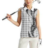 Gray Hawaii Palaka Women Sleeveless Polo Shirt Hawaiian Honohono Lei