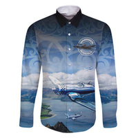 New Zealand Wanaka Air Show Family Matching Off Shoulder Maxi Dress and Hawaiian Shirt With Maori Pattern