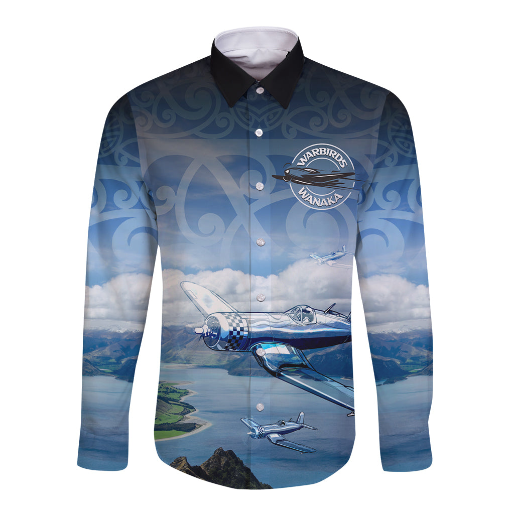 New Zealand Wanaka Air Show Long Sleeve Button Shirt With Maori Pattern
