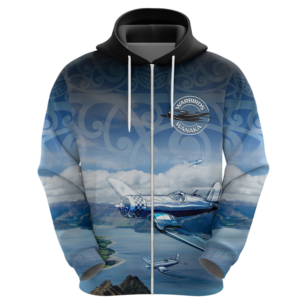 New Zealand Wanaka Air Show Zip Hoodie With Maori Pattern