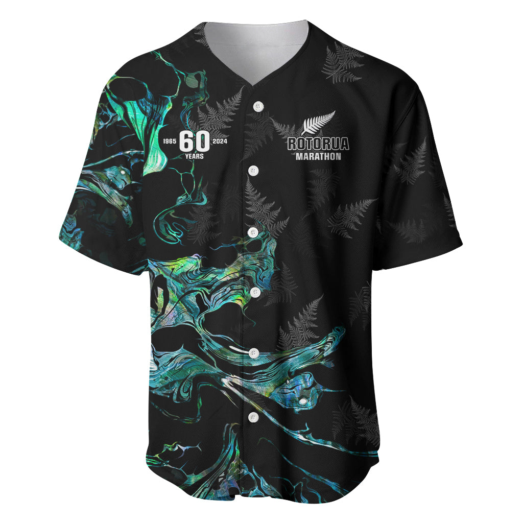 New Zealand Marathon Baseball Jersey Silver Fern Paua Shell Simple Style LT05 Black - Polynesian Pride