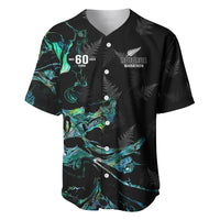 New Zealand Marathon Baseball Jersey Silver Fern Paua Shell Simple Style LT05 Black - Polynesian Pride