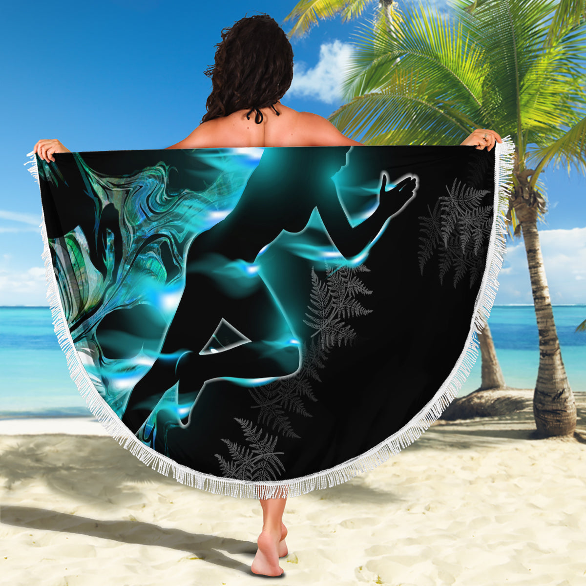 New Zealand Marathon Beach Blanket Silver Fern Paua Shell Simple Style