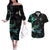 New Zealand Marathon Couples Matching Off The Shoulder Long Sleeve Dress and Hawaiian Shirt Silver Fern Paua Shell Simple Style