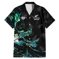 New Zealand Marathon Family Matching Mermaid Dress and Hawaiian Shirt Silver Fern Paua Shell Simple Style LT05 Dad's Shirt - Short Sleeve Black - Polynesian Pride