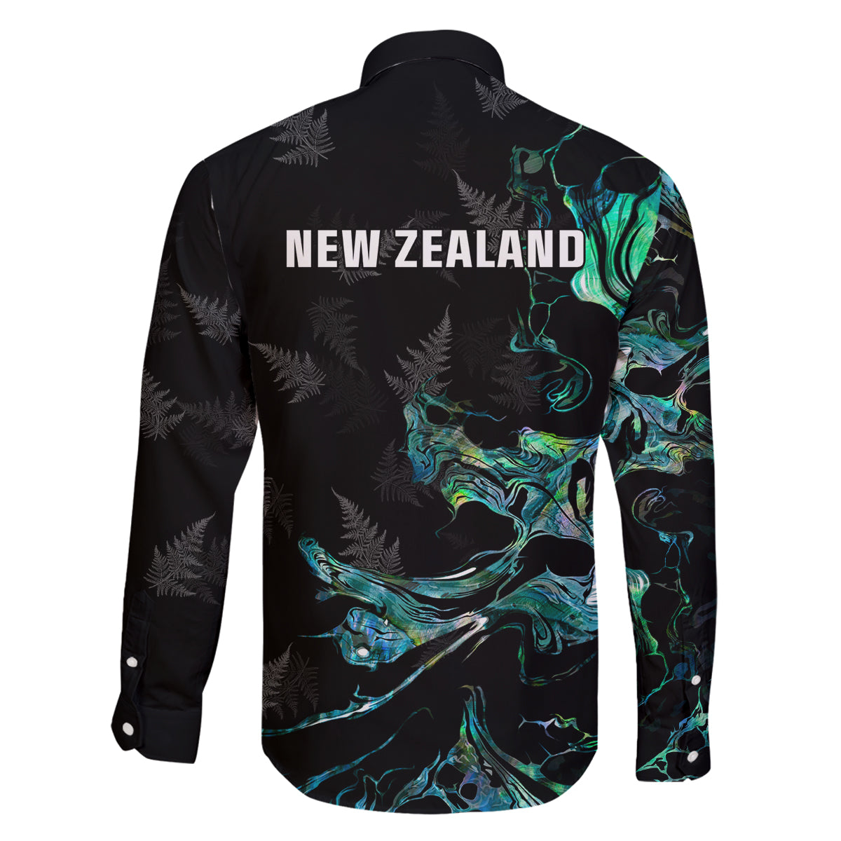 New Zealand Marathon Family Matching Mermaid Dress and Hawaiian Shirt Silver Fern Paua Shell Simple Style LT05 - Polynesian Pride
