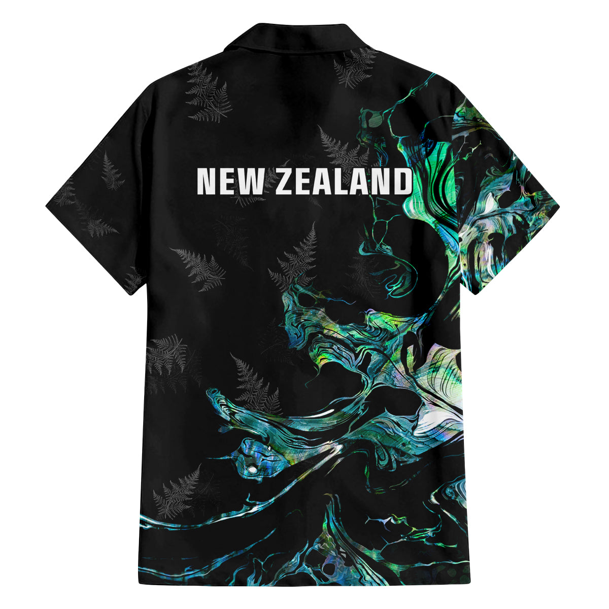 New Zealand Marathon Family Matching Off The Shoulder Long Sleeve Dress and Hawaiian Shirt Silver Fern Paua Shell Simple Style