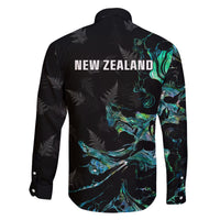 New Zealand Marathon Family Matching Off Shoulder Short Dress and Hawaiian Shirt Silver Fern Paua Shell Simple Style LT05 - Polynesian Pride