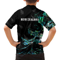 New Zealand Marathon Family Matching Summer Maxi Dress and Hawaiian Shirt Silver Fern Paua Shell Simple Style LT05 - Polynesian Pride