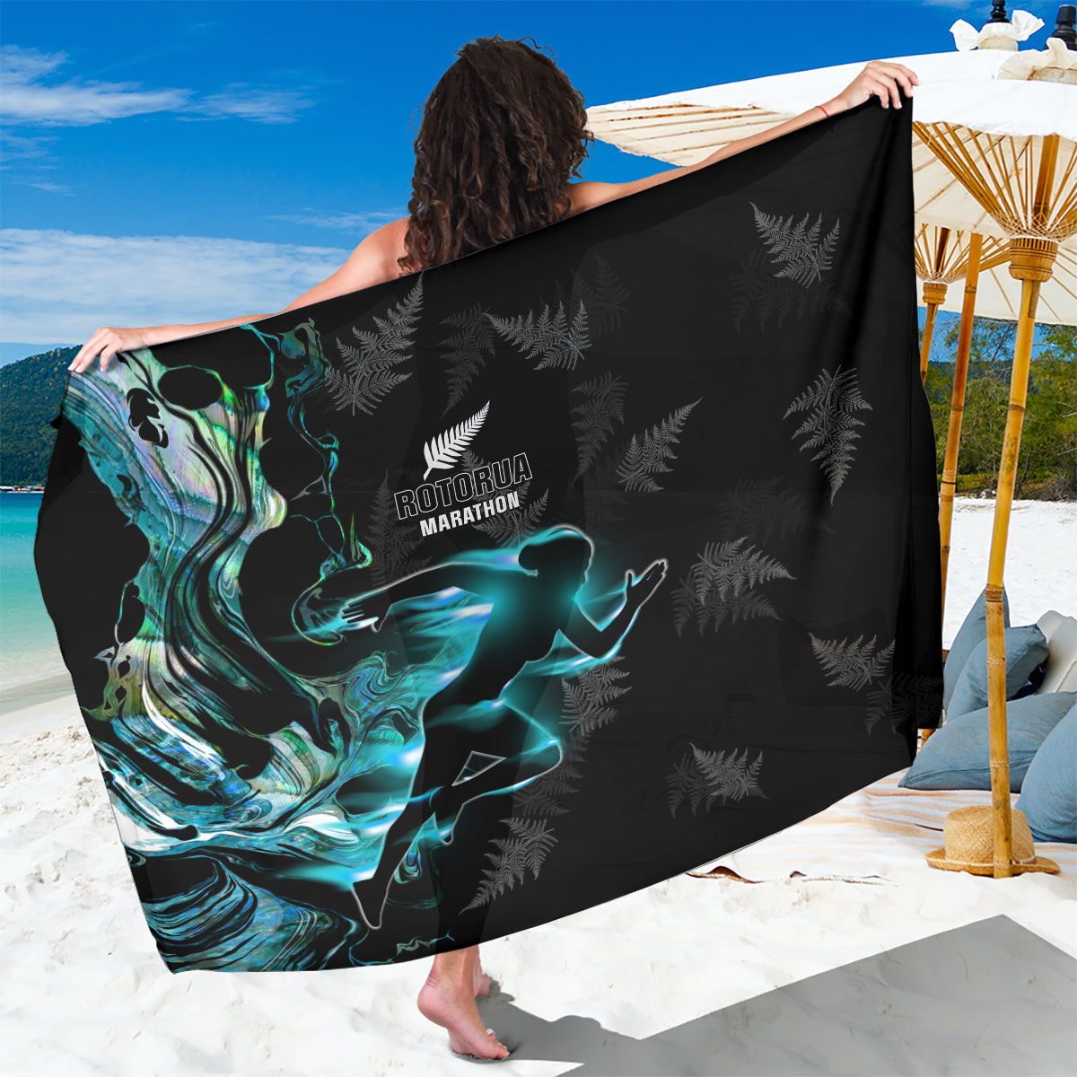 New Zealand Marathon Sarong Silver Fern Paua Shell Simple Style