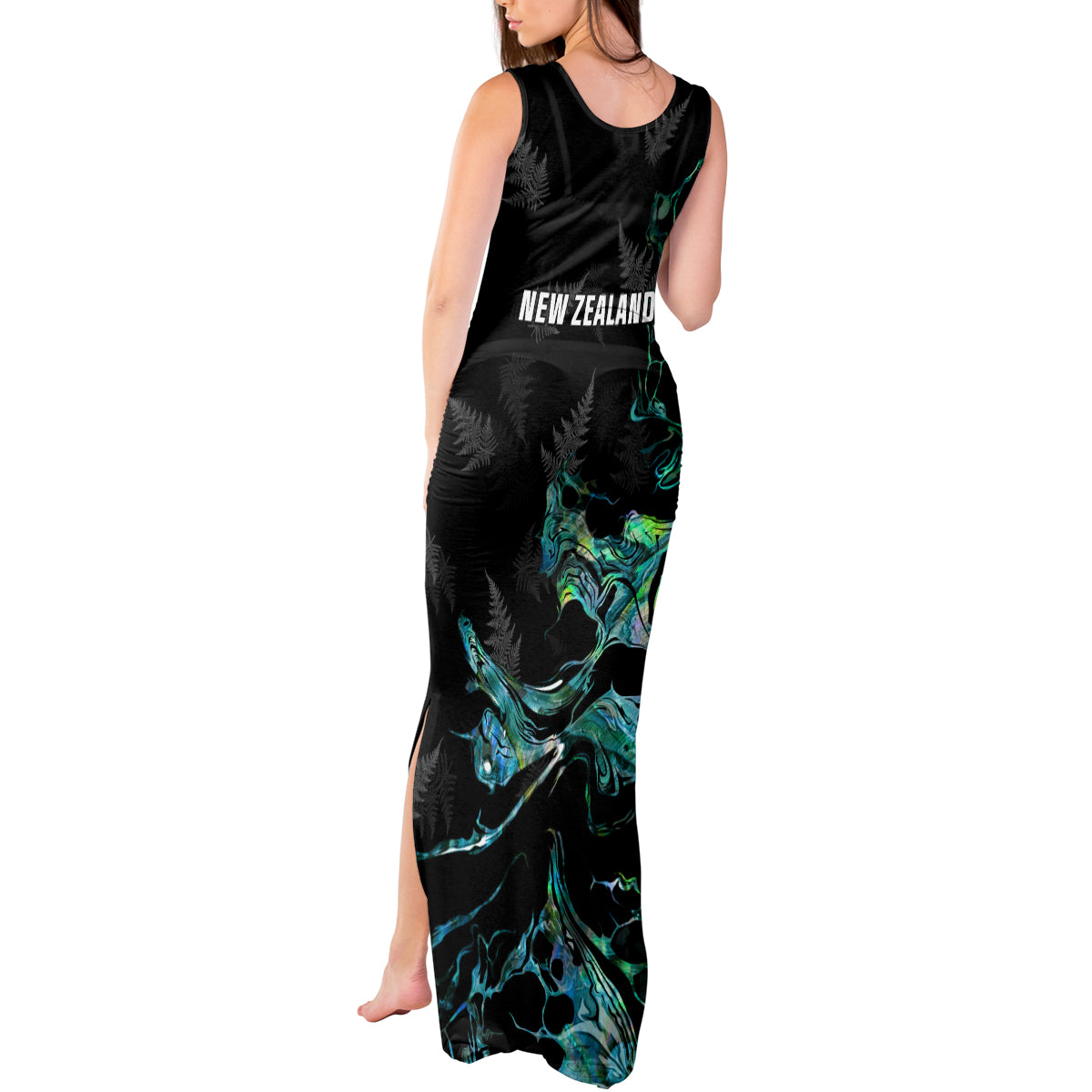 New Zealand Marathon Tank Maxi Dress Silver Fern Paua Shell Simple Style