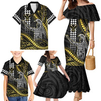 Hawaii King Kamehameha The Great Family Matching Mermaid Dress and Hawaiian Shirt Gold Tribal Tattoo LT05 - Polynesian Pride