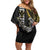 Hawaii King Kamehameha The Great Family Matching Off Shoulder Short Dress and Hawaiian Shirt Gold Tribal Tattoo
