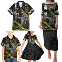 Hawaii King Kamehameha The Great Family Matching Puletasi and Hawaiian Shirt Gold Tribal Tattoo LT05 - Polynesian Pride