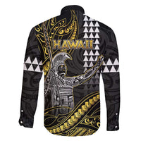 Hawaii King Kamehameha The Great Family Matching Short Sleeve Bodycon Dress and Hawaiian Shirt Gold Tribal Tattoo LT05 - Polynesian Pride