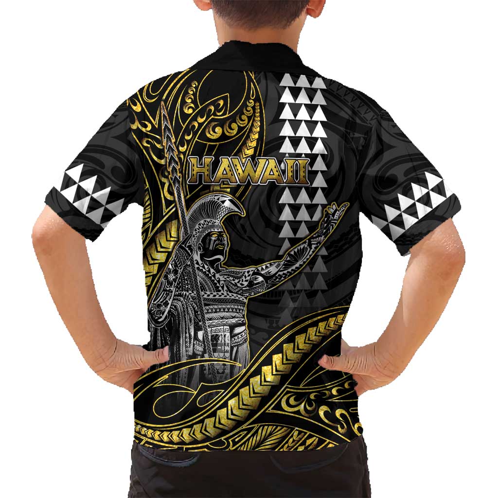 Hawaii King Kamehameha The Great Family Matching Summer Maxi Dress and Hawaiian Shirt Gold Tribal Tattoo LT05 - Polynesian Pride